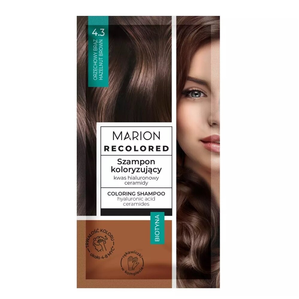 Marion, Recolored, шампунь-краситель, 4.3 орехово-коричневый, 35 мл
Marion, Recolored, шампунь-краситель, 4.3 орехово-коричневый, 35 мл