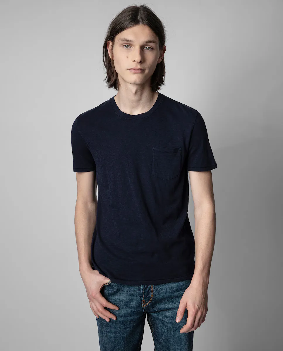 Мужская хлопковая футболка с короткими рукавами Stockholm Zadig & Voltaire, тёмно-синий 
Мужская хлопковая футболка с короткими рукавами Stockholm Zadig & Voltaire, тёмно-синий