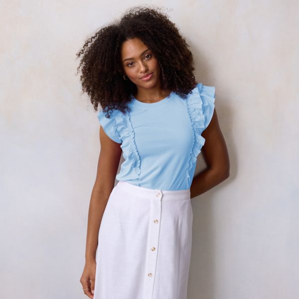 Женская майка с рюшами из смешанной техники Lc Lauren Conrad, цвет hepatica blue
Женская майка с рюшами из смешанной техники Lc Lauren Conrad, цвет hepatica blue