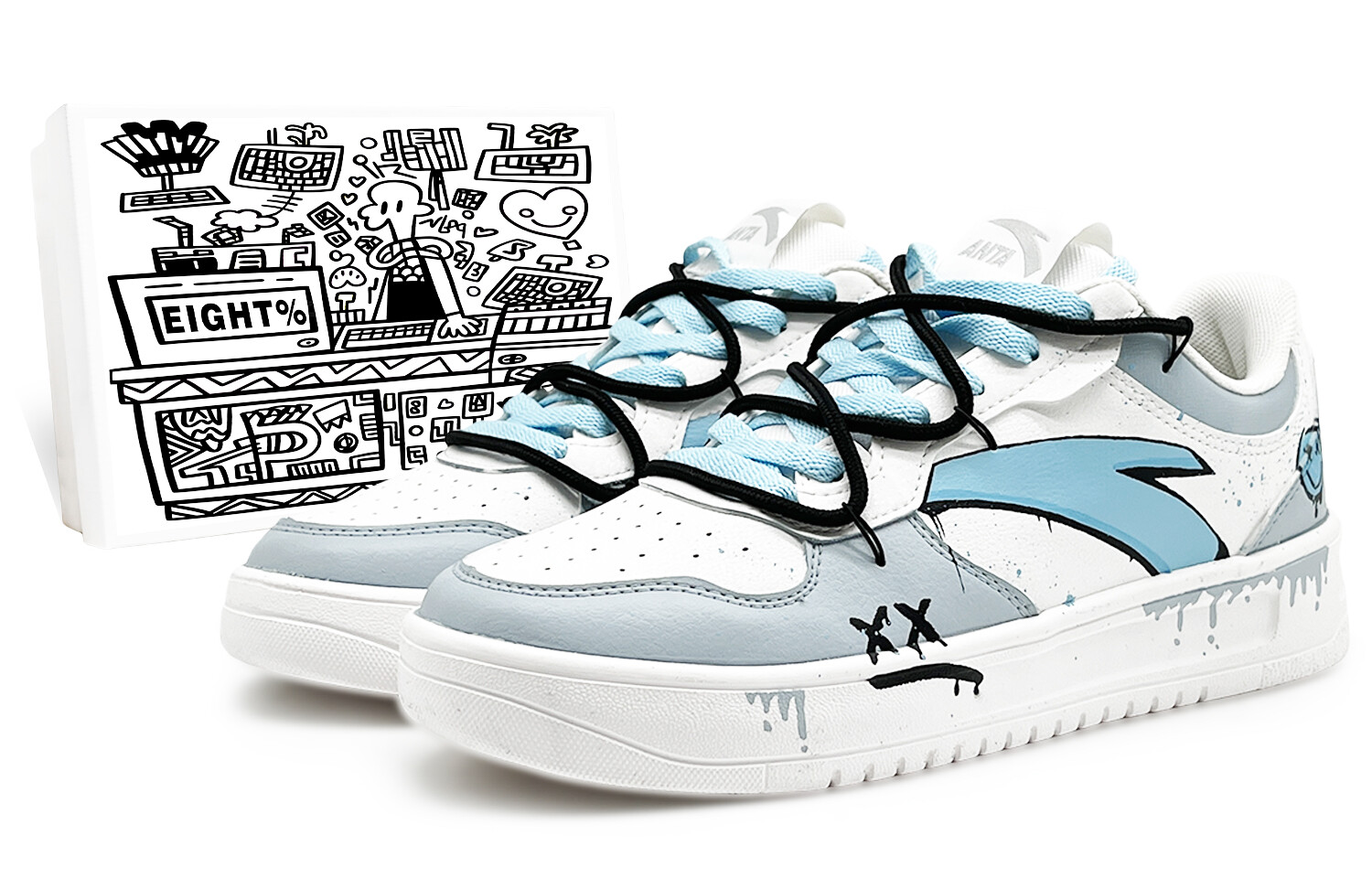 Кеды мужские, обувь для скейтбординга низкая белый/синий/черный Anta
Кеды мужские, обувь для скейтбординга низкая белый/синий/черный Anta