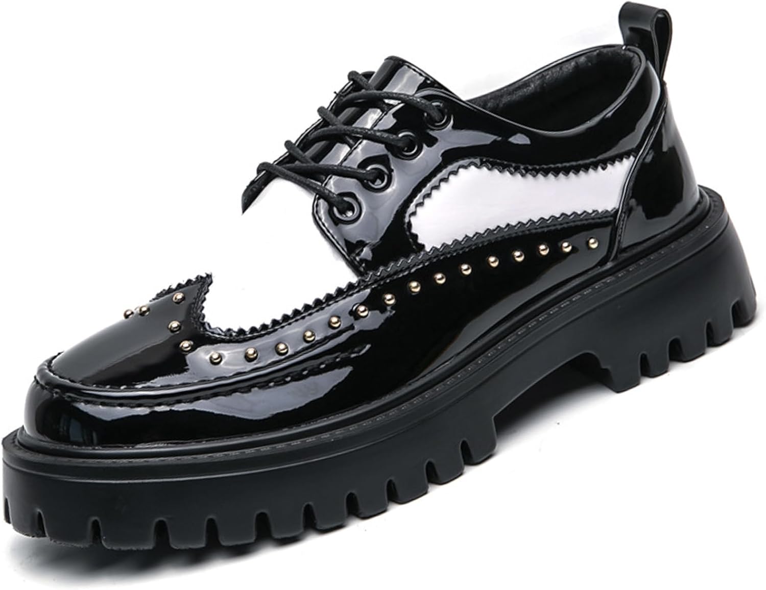 Мужские лакированные туфли на платформе с классическим круглым носком, толстой рифленой подошвой, шнуровкой Оксфорд, комфортным массивным каблуком, дерби, для повседневного и делового стиля Devileyeze, белый/черный
Мужские лакированные туфли на платформе с классическим круглым носком, толстой рифленой подошвой, шнуровкой Оксфорд, комфортным массивным каблуком, дерби, для повседневного и делового стиля Devileyeze, белый/черный