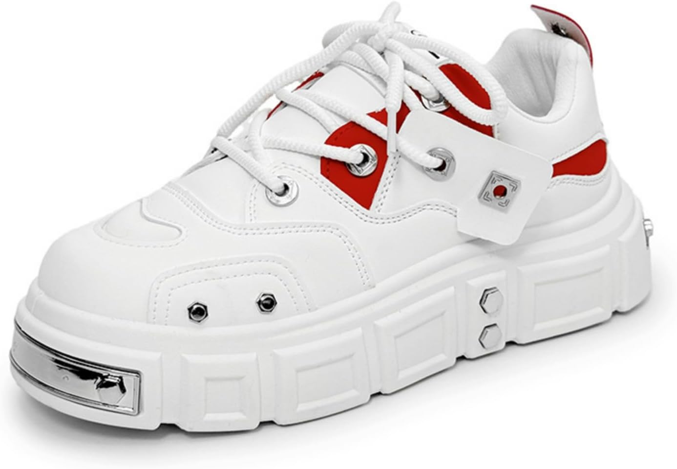 MACEFIL Женщины Мужские ретро-кроссовки Y2K Массивные кроссовки Легкая платформа Punk Casual Streetwear Туфли для скейта, белый/красный
MACEFIL Женщины Мужские ретро-кроссовки Y2K Массивные кроссовки Легкая платформа Punk Casual Streetwear Туфли для скейта, белый/красный