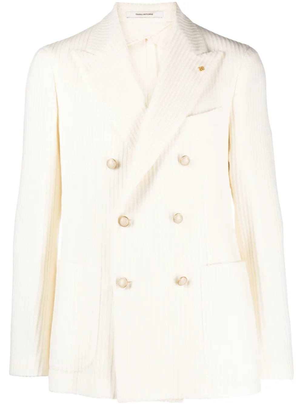 Двубортный пиджак в рубчик Tagliatore, белый
Двубортный пиджак в рубчик Tagliatore, белый
