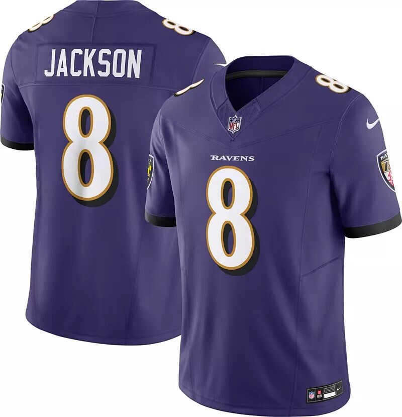 Мужская фиолетовая майка Nike Baltimore Ravens Lamar Jackson #8 Vapor Limited
Мужская фиолетовая майка Nike Baltimore Ravens Lamar Jackson #8 Vapor Limited