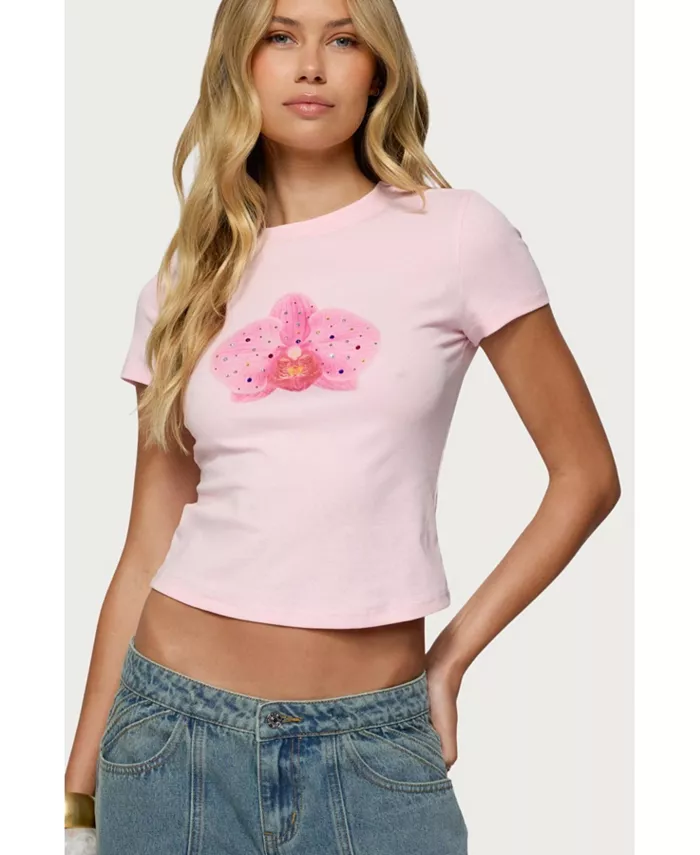 Женская футболка с драгоценными камнями орхидеи Edikted, розовый
Женская футболка с драгоценными камнями орхидеи Edikted, розовый