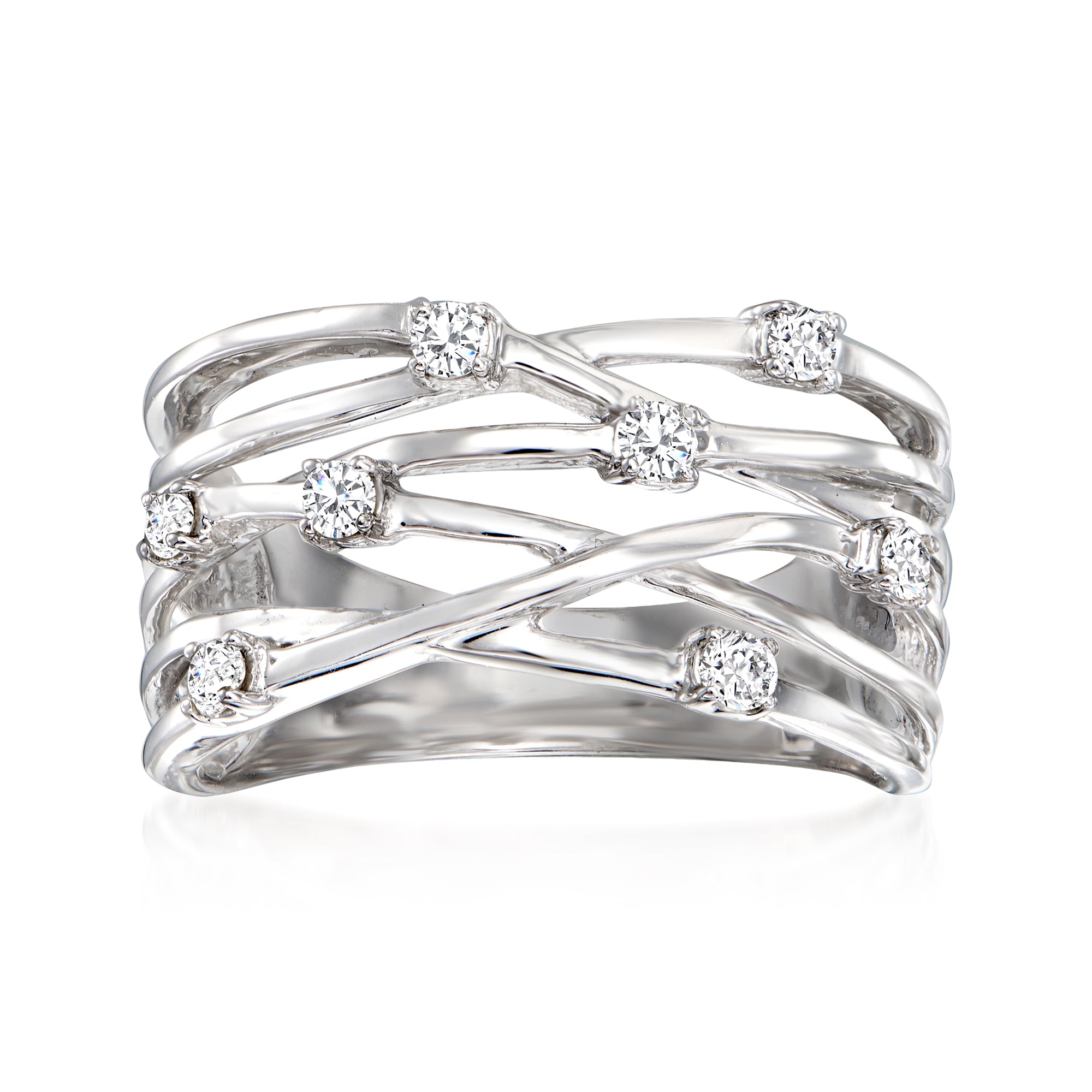 Кольцо Ross-Simons Diamond Highway из стерлингового серебра Ross-Simons, белый
Кольцо Ross-Simons Diamond Highway из стерлингового серебра Ross-Simons, белый