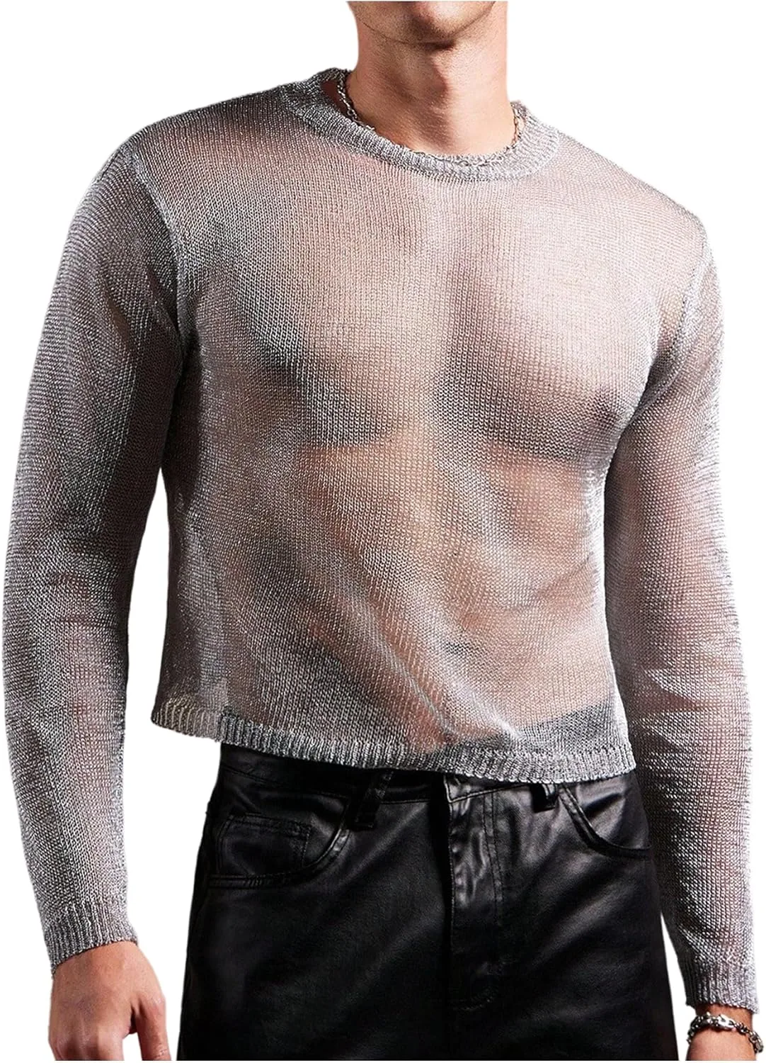 Мужской свитер SHENHE с блеском и прозрачностью, длинный рукав, укороченный
Мужской свитер SHENHE с блеском и прозрачностью, длинный рукав, укороченный