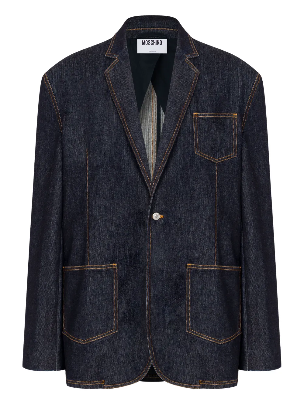 Джинсовый пиджак с накладными карманами Moschino, синий
Джинсовый пиджак с накладными карманами Moschino, синий