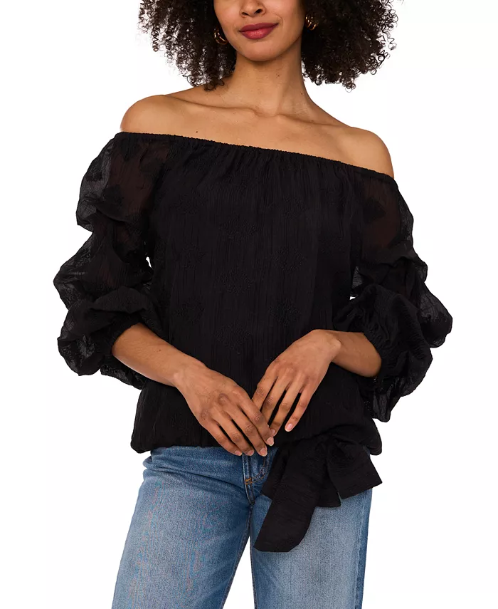 Женская блуза с принтом пейсли, с открытыми плечами, пузырчатыми рукавами 3/4 длины и завязкой спереди Vince Camuto, черный
Женская блуза с принтом пейсли, с открытыми плечами, пузырчатыми рукавами 3/4 длины и завязкой спереди Vince Camuto, черный