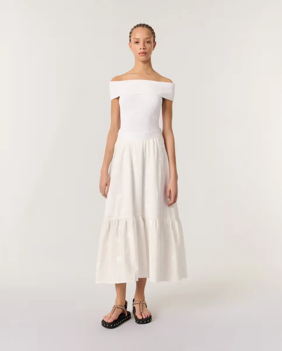 Юбка вышитая с оборкой Maje, белый
Юбка вышитая с оборкой Maje, белый