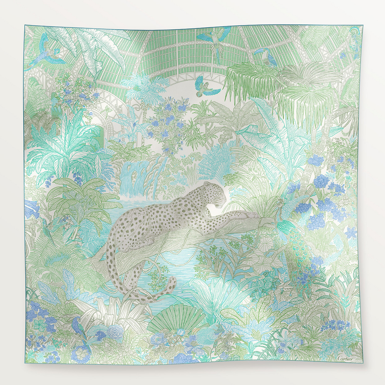 Женский платок Cartier Carré 90, Panthère greenhouse, шелковый твил зеленого цвета
Женский платок Cartier Carré 90, Panthère greenhouse, шелковый твил зеленого цвета