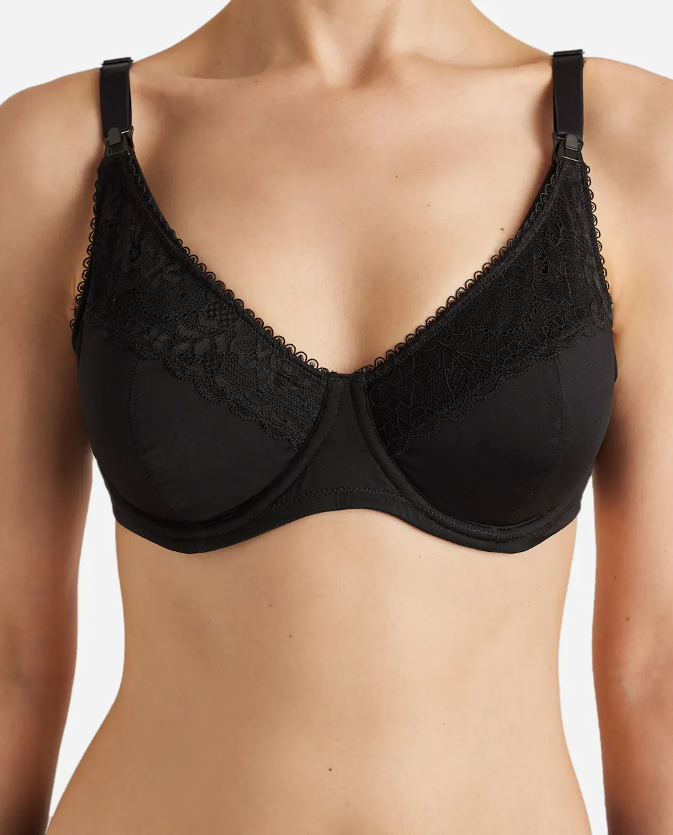 Бюстгальтер для кормления с косточками и кружевной отделкой Promise, черный
Бюстгальтер для кормления с косточками и кружевной отделкой Promise, черный