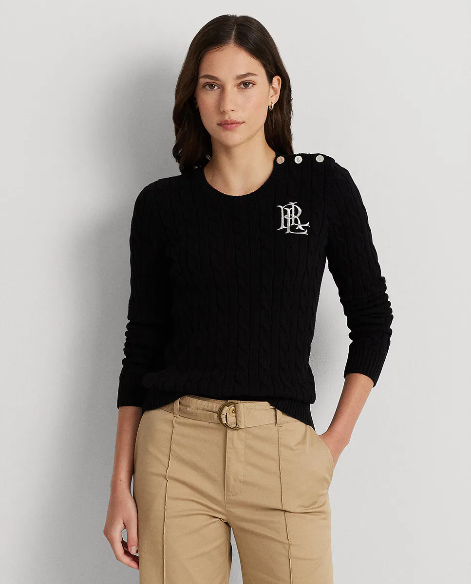 Женский хлопковый свитер косой вязки Lauren Ralph Lauren, черный
Женский хлопковый свитер косой вязки Lauren Ralph Lauren, черный