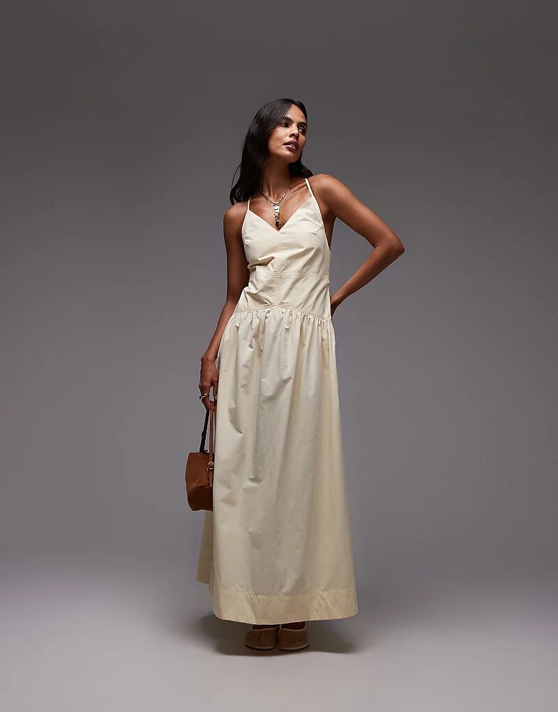 Платье миди из поплина Topshop с глубоким V-образным вырезом цвета пахты
Платье миди из поплина Topshop с глубоким V-образным вырезом цвета пахты