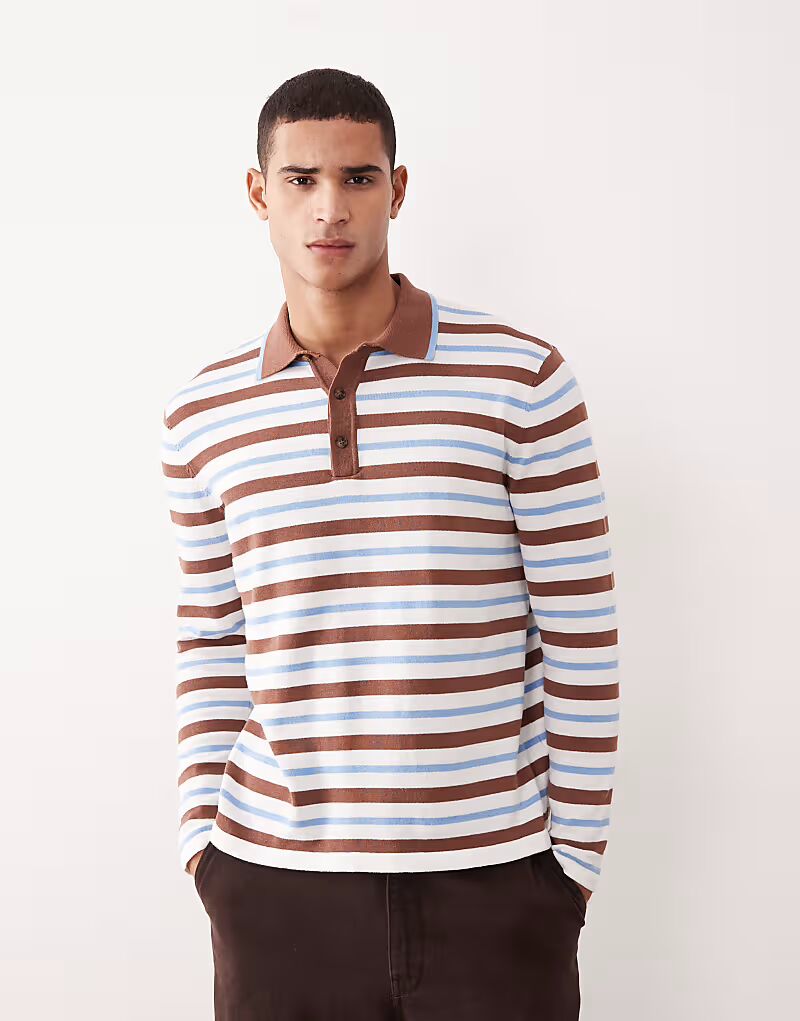 Свободное трикотажное поло цвета кремовый с коричневыми и синими полосками Asos Design
Свободное трикотажное поло цвета кремовый с коричневыми и синими полосками Asos Design