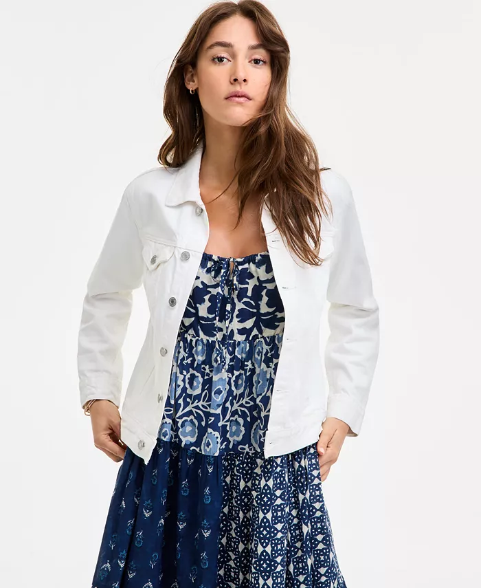 Хлопковая джинсовая куртка в стиле Trucker Lucky Brand, белый
Хлопковая джинсовая куртка в стиле Trucker Lucky Brand, белый