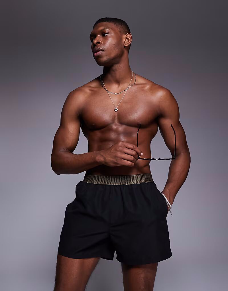 Короткие шорты для плавания ASOS DESIGN с эластичным поясом черного цвета
Короткие шорты для плавания ASOS DESIGN с эластичным поясом черного цвета