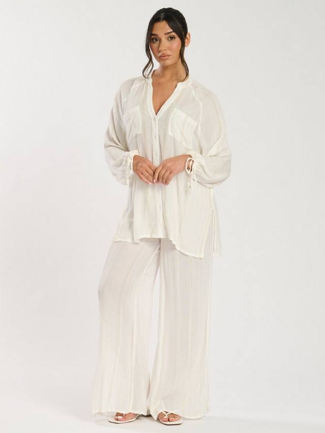 Пляжные брюки с металлической полосой и присборенной талией South Beach, White
Пляжные брюки с металлической полосой и присборенной талией South Beach, White