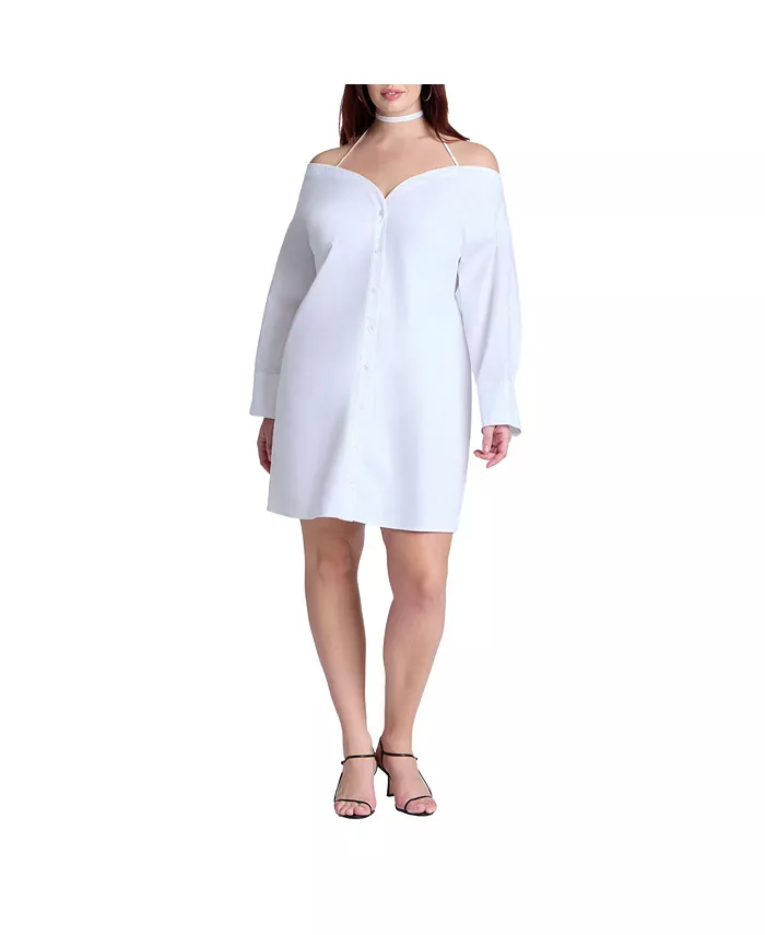 Женское мини-платье из поплина с открытыми плечами ELOQUII, белый
Женское мини-платье из поплина с открытыми плечами ELOQUII, белый