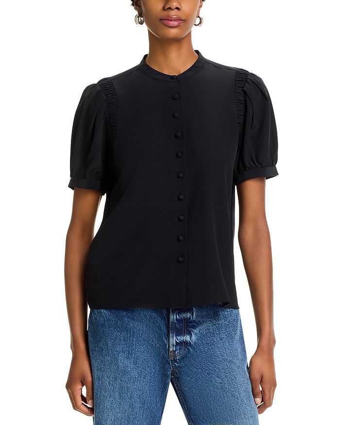 Шелковая блуза с драпированными плечами FRAME, синий
Шелковая блуза с драпированными плечами FRAME, синий