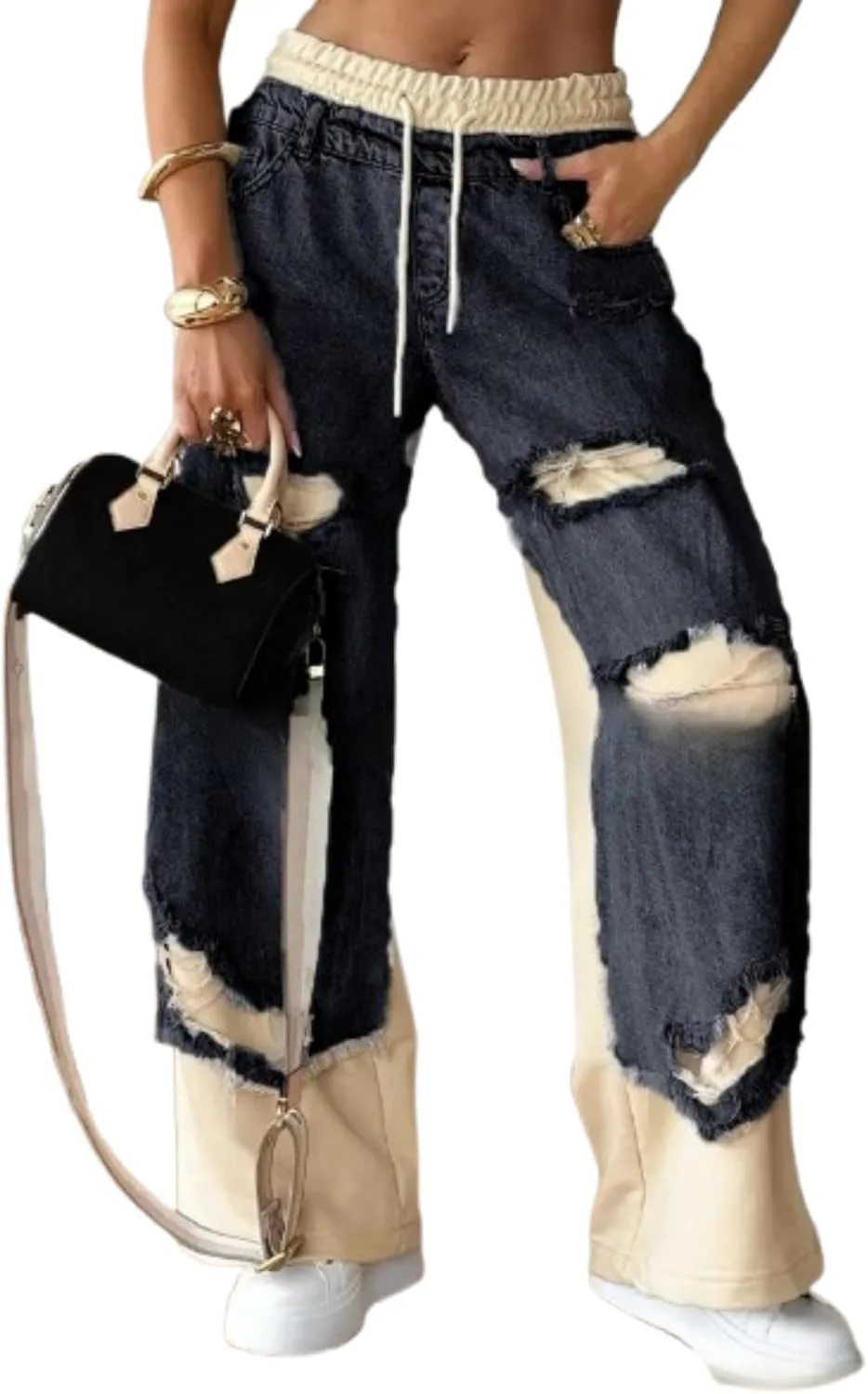 Женские винтажные джинсы с потертостями и контрастными заплатками
Женские винтажные джинсы с потертостями и контрастными заплатками