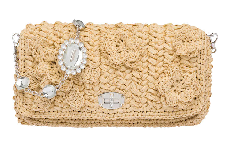 Miu Miu Женская сумка через плечо из рафии, бежевого цвета
Miu Miu Женская сумка через плечо из рафии, бежевого цвета