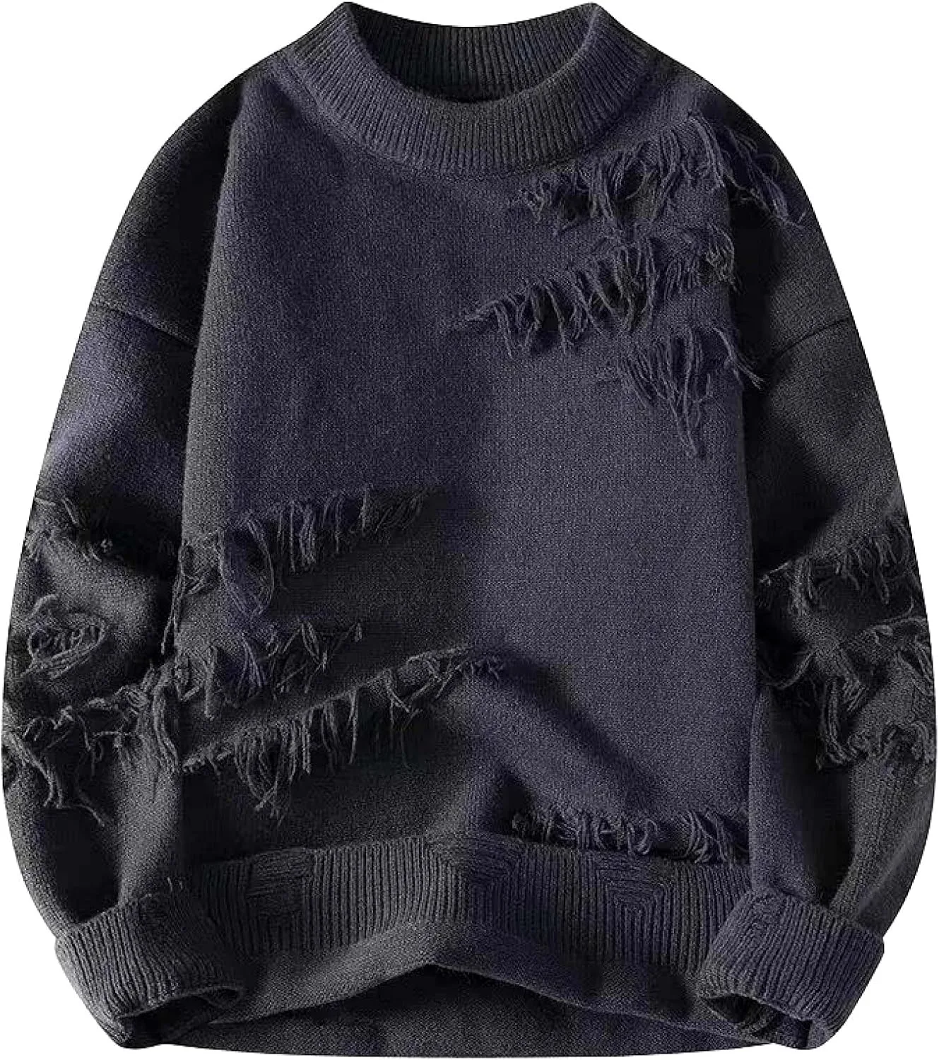 Мужской вязаный свитер с круглым вырезом и ажурной деталью
Мужской вязаный свитер с круглым вырезом и ажурной деталью