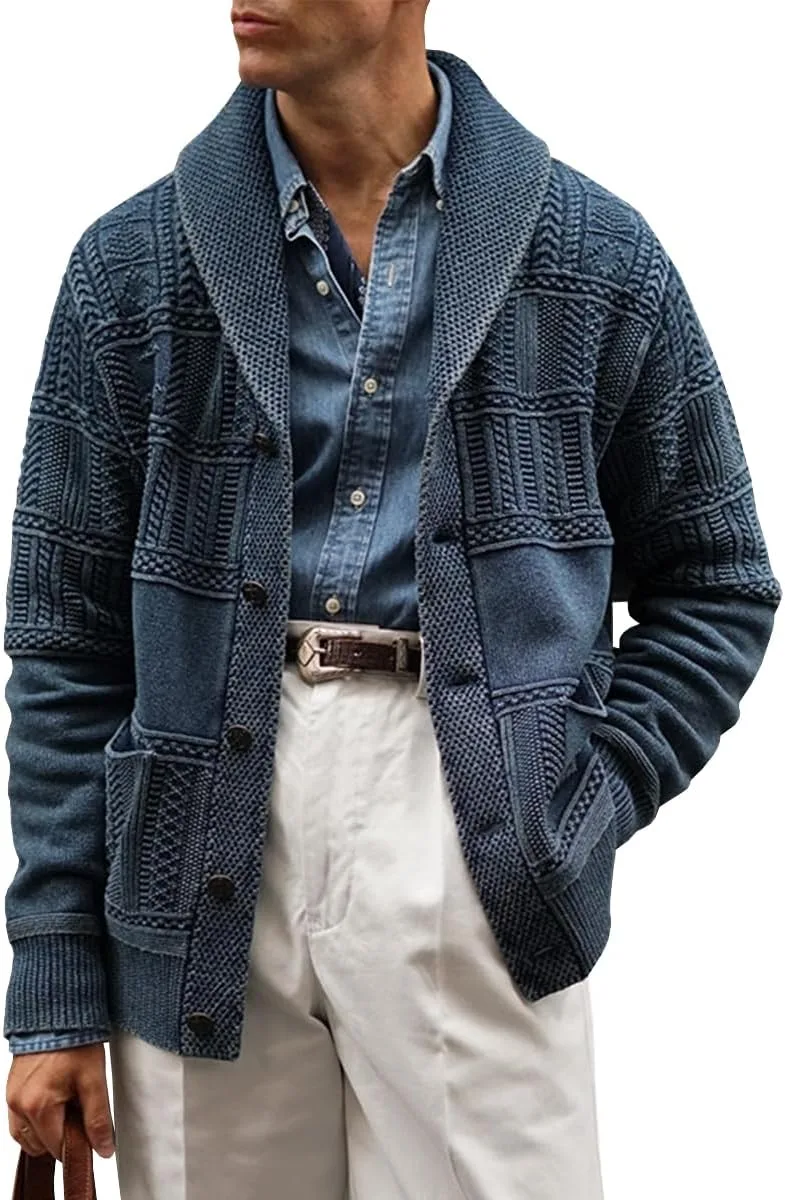 Мужской кардиган из жаккарда с воротником-шалью TACSTRUN
Мужской кардиган из жаккарда с воротником-шалью TACSTRUN