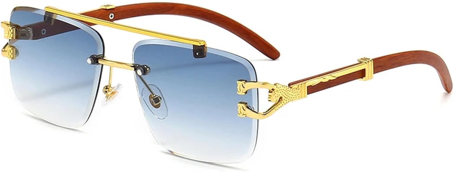 Солнцезащитные очки для женщин, классические винтажные, без оправы, с рисунком головы леопарда; для мужчин, роскошные, дорожные, деревянные, металлические TVTBBVV, Blue
Солнцезащитные очки для женщин, классические винтажные, без оправы, с рисунком головы леопарда; для мужчин, роскошные, дорожные, деревянные, металлические TVTBBVV, Blue