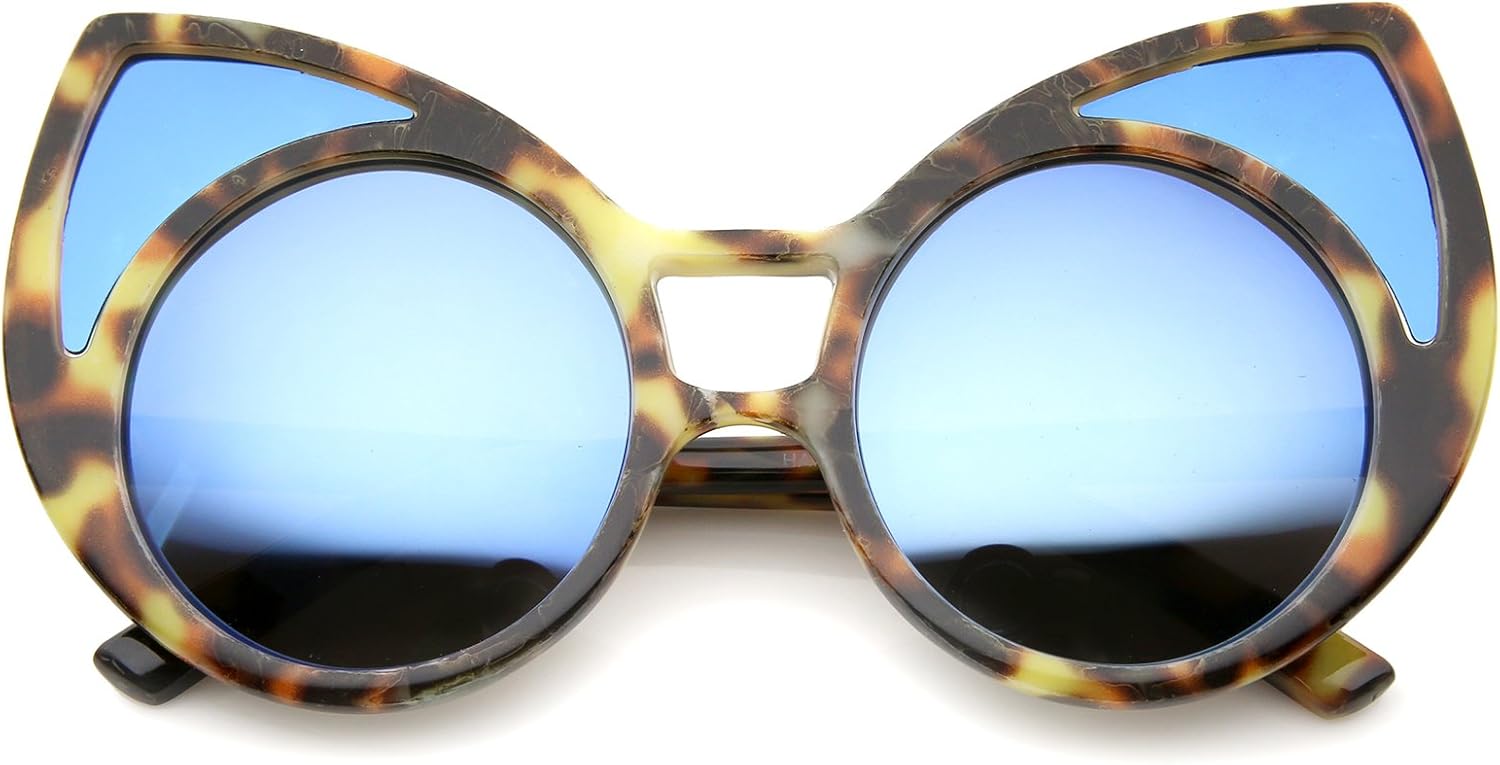 Женские солнцезащитные очки zeroUV с увеличенным размером оправы, цветными зеркальными линзами и линзами в форме «кошачий глаз», диаметр линз 52 мм, Tortoise / Blue Mirror
Женские солнцезащитные очки zeroUV с увеличенным размером оправы, цветными зеркальными линзами и линзами в форме «кошачий глаз», диаметр линз 52 мм, Tortoise / Blue Mirror