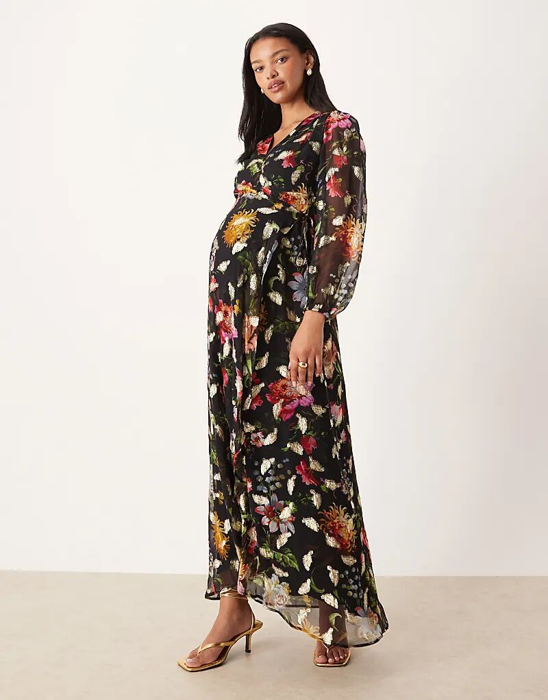 Платье макси для беременных Hope & Ivy с запахом спереди, черное, с цветочным принтом и золотыми крапинками
Платье макси для беременных Hope & Ivy с запахом спереди, черное, с цветочным принтом и золотыми крапинками