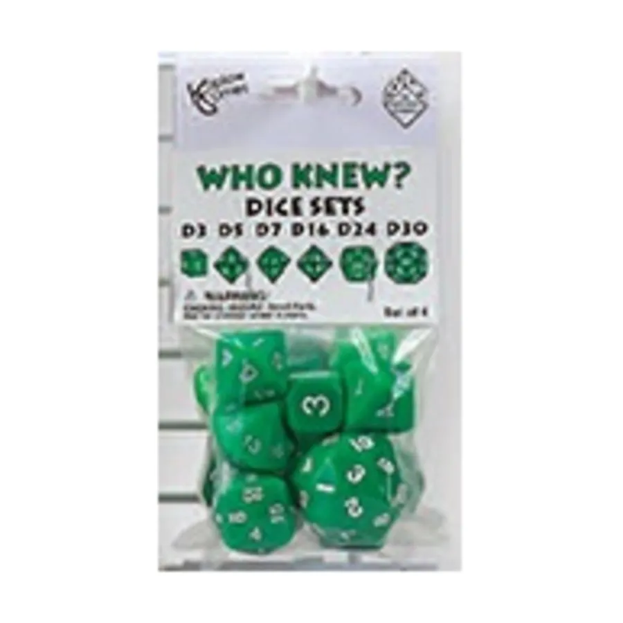Кто знал - Набор кубиков, зеленый с белым (6), Dice - Symbols, Functional & Unique Dice
Кто знал - Набор кубиков, зеленый с белым (6), Dice - Symbols, Functional & Unique Dice