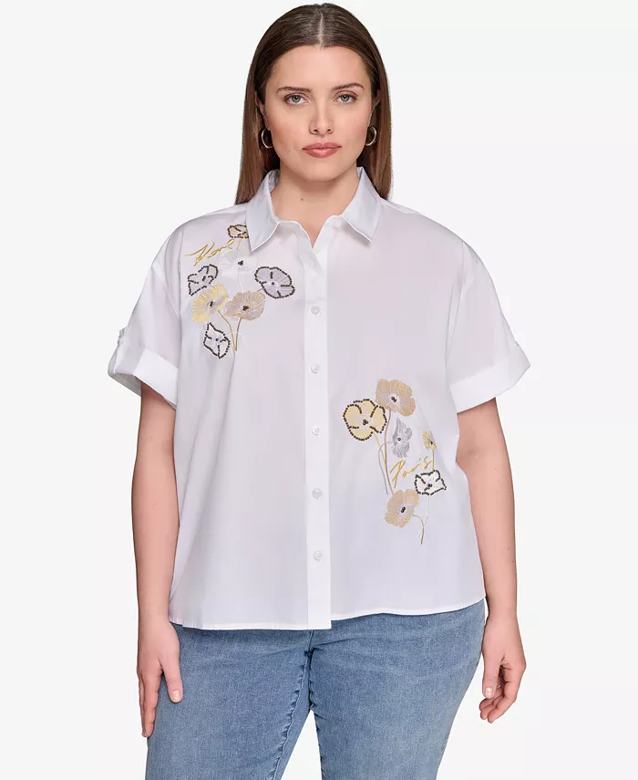 Рубашка больших размеров из хлопка с цветочным принтом и отворотом KARL LAGERFELD PARIS, белый
Рубашка больших размеров из хлопка с цветочным принтом и отворотом KARL LAGERFELD PARIS, белый