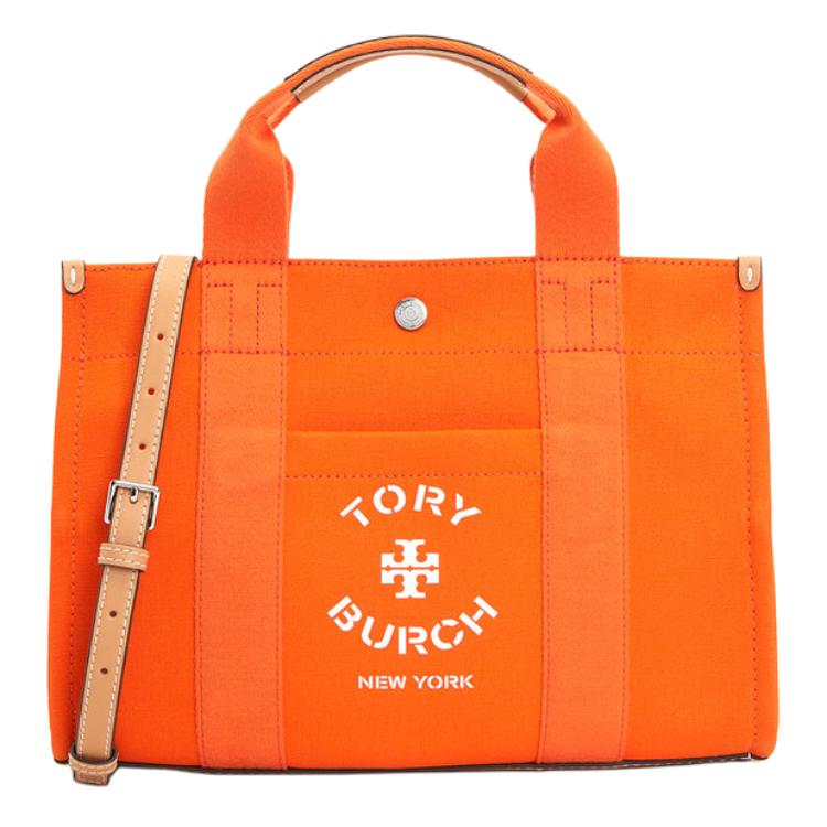 TORY BURCH Хлопковая сумка-шопер через плечо маленький размер женская оранжево-красная 
TORY BURCH Хлопковая сумка-шопер через плечо маленький размер женская оранжево-красная