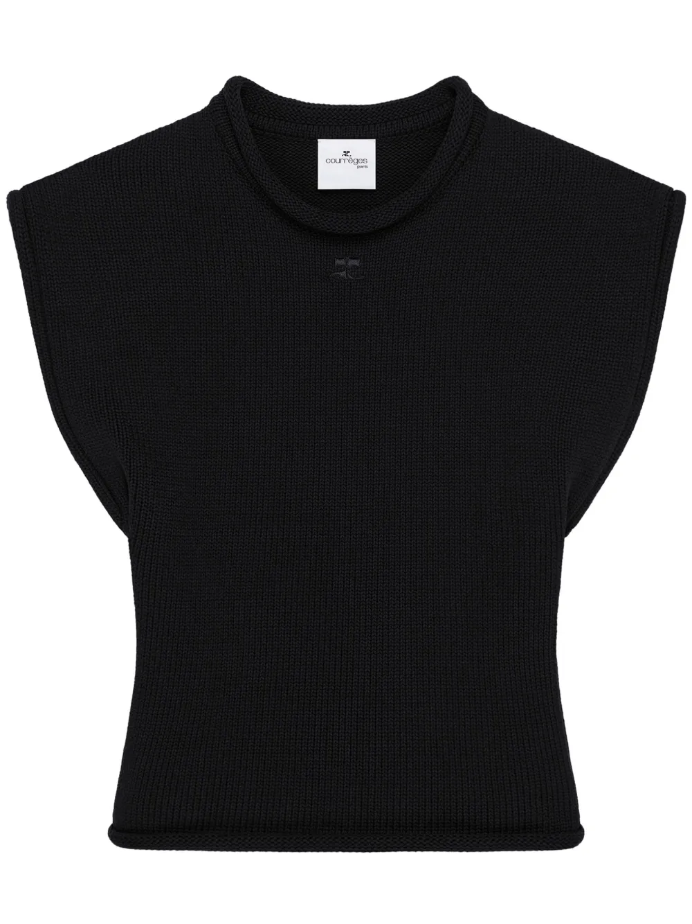 Укороченный джемпер без рукавов Courrèges, черный
Укороченный джемпер без рукавов Courrèges, черный