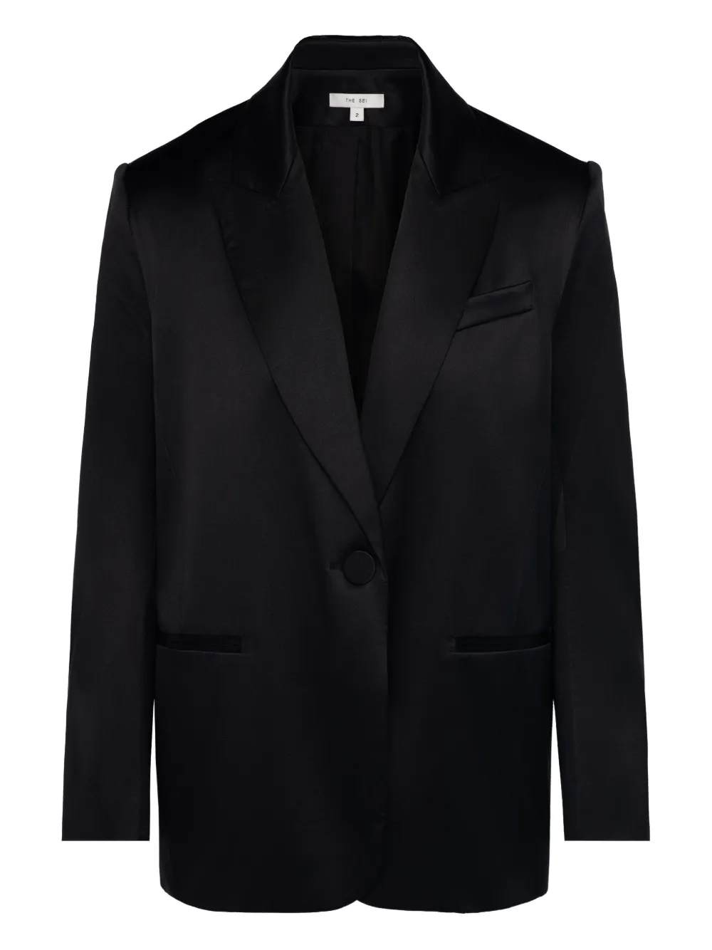 Атласный однобортный пиджак The Sei, черный
Атласный однобортный пиджак The Sei, черный