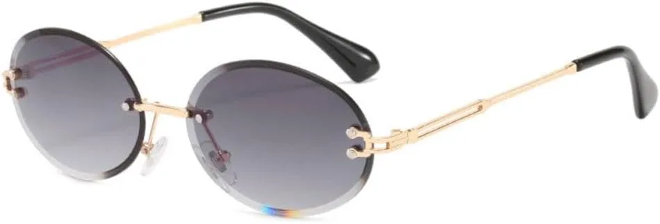 Ретро-очки овальной формы для женщин и мужчин, модные винтажные, золотистые, без оправы, тонированные линзы, защита от УФ-излучения UV400 MTZJH, Gold Gray
Ретро-очки овальной формы для женщин и мужчин, модные винтажные, золотистые, без оправы, тонированные линзы, защита от УФ-излучения UV400 MTZJH, Gold Gray