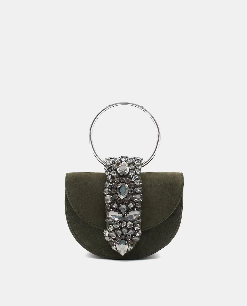 Кожаная сумка со стразами, трансформируемая в сумку через плечо Alma en Pena, зеленый