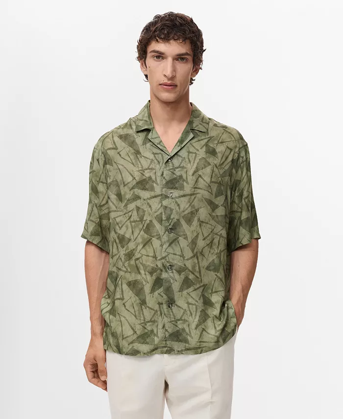 Мужская рубашка для боулинга с принтом Mango, зеленый
Мужская рубашка для боулинга с принтом Mango, зеленый