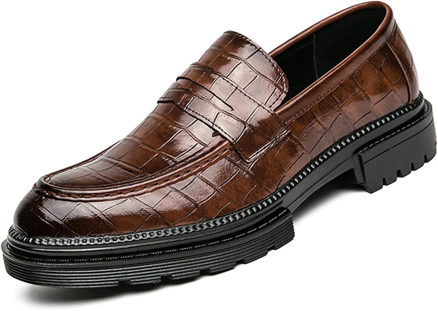 Мужские кожаные лоферы на платформе, с классическим тиснением под крокодила, на подкладке, удобные повседневные и деловые туфли для вечеринок, свадеб и выпускных Oigunle, коричневый
Мужские кожаные лоферы на платформе, с классическим тиснением под крокодила, на подкладке, удобные повседневные и деловые туфли для вечеринок, свадеб и выпускных Oigunle, коричневый