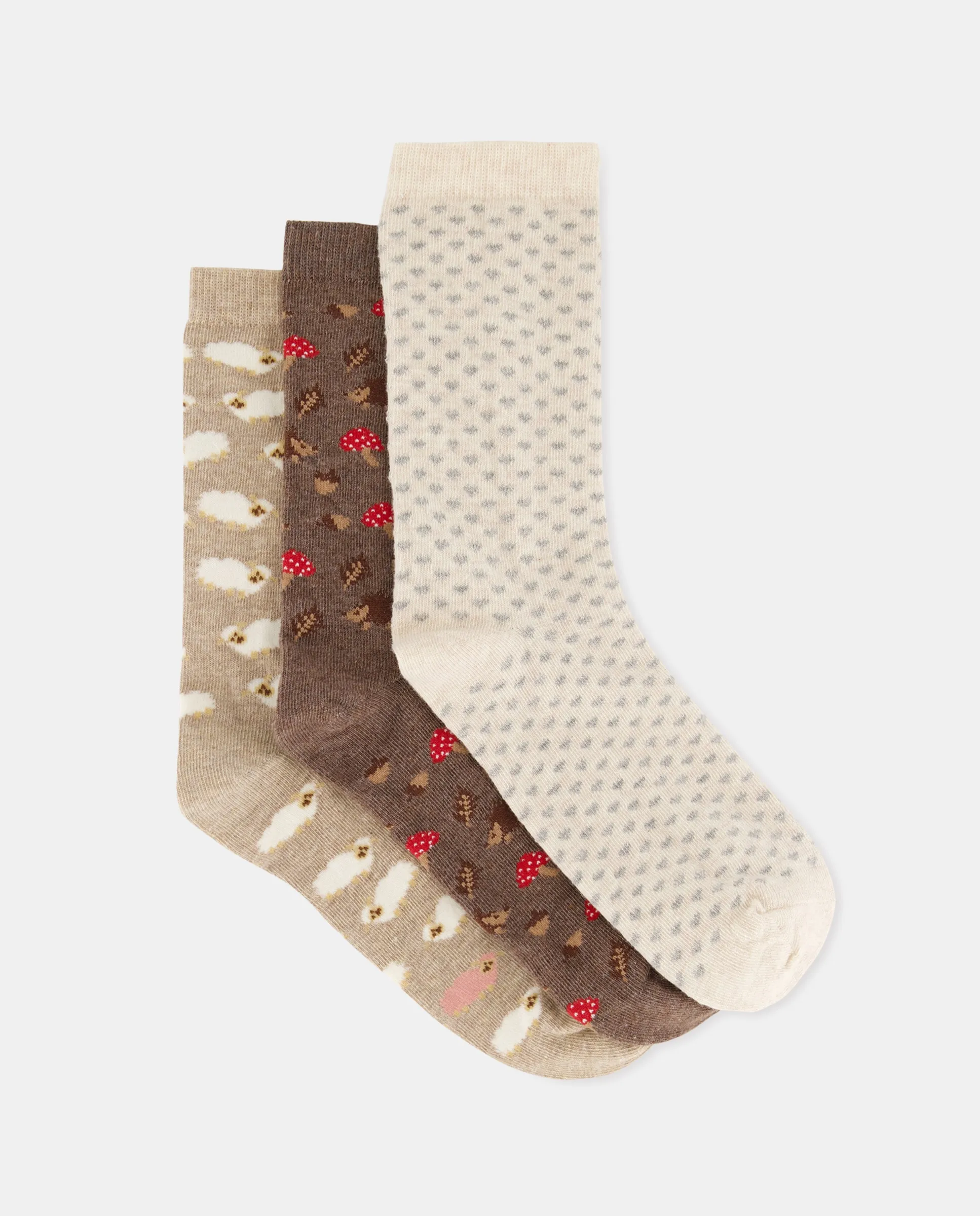 Набор из трех пар женских носков с принтом Easy Wear, коричневый 
Набор из трех пар женских носков с принтом Easy Wear, коричневый