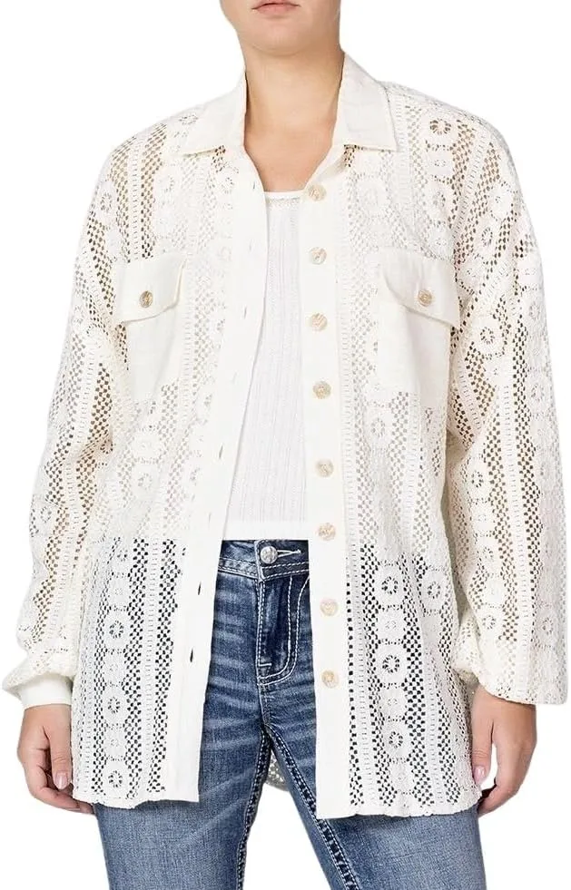 Miss Me Женская Рубашка с Длинным Рукавом в Стиле Кружева
Miss Me Женская Рубашка с Длинным Рукавом в Стиле Кружева