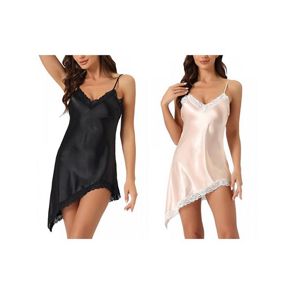 2 шт женское белье ночная сорочка с v-образным вырезом и кружевом, асимметричный подол, короткое атласное платье-комбинация Inspire Chic, Black Pink
2 шт женское белье ночная сорочка с v-образным вырезом и кружевом, асимметричный подол, короткое атласное платье-комбинация Inspire Chic, Black Pink