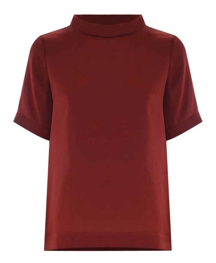 Минималистичная блузка с высоким воротником Kocca, коричневый
Минималистичная блузка с высоким воротником Kocca, коричневый