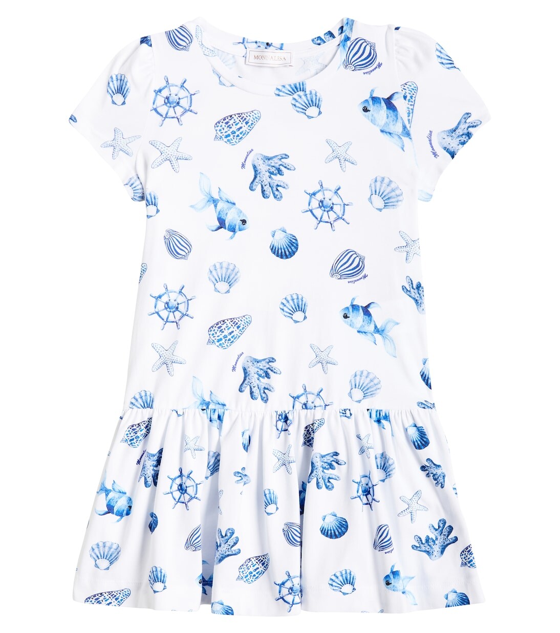 Платье из хлопкового джерси Monnalisa, синий 
Платье из хлопкового джерси Monnalisa, синий