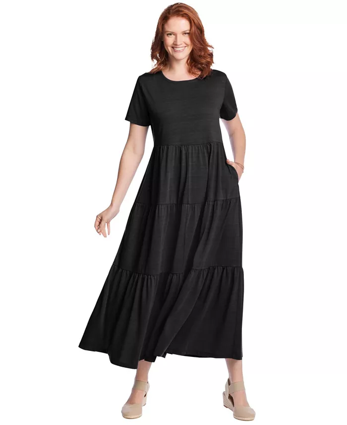 Женское многоярусное платье с короткими рукавами Woman Within, черный
Женское многоярусное платье с короткими рукавами Woman Within, черный