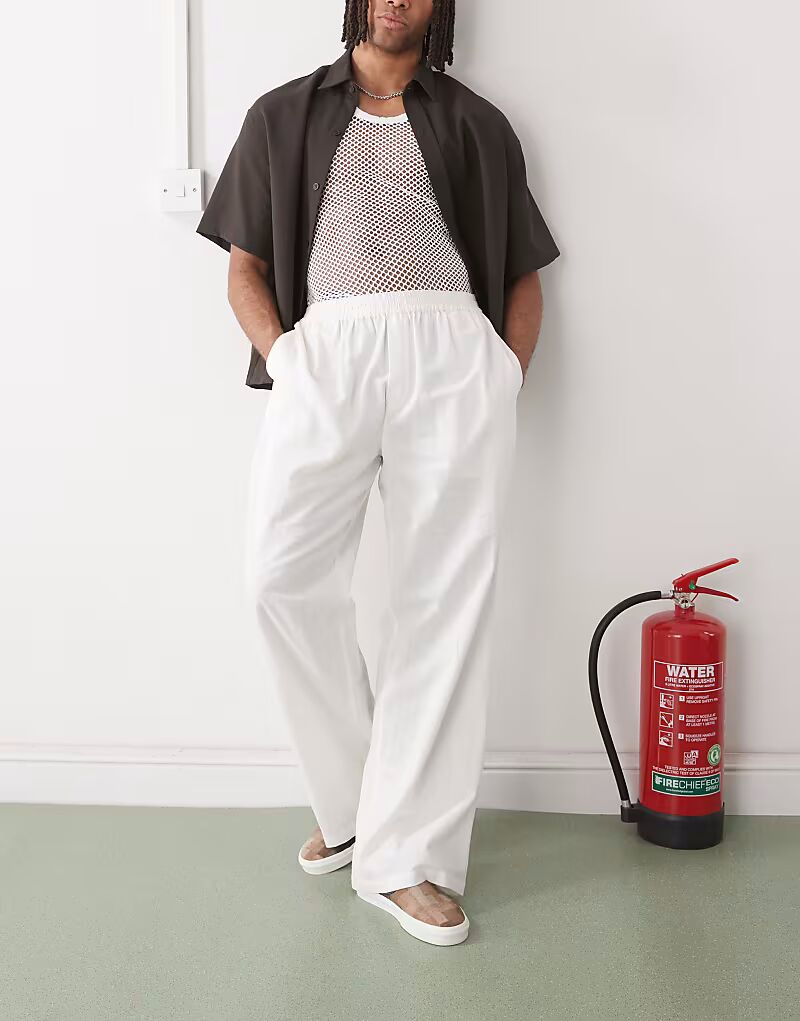 COLLUSION свободные тканые брюки со льном белого цвета - БЕЛЫЙ
COLLUSION свободные тканые брюки со льном белого цвета - БЕЛЫЙ