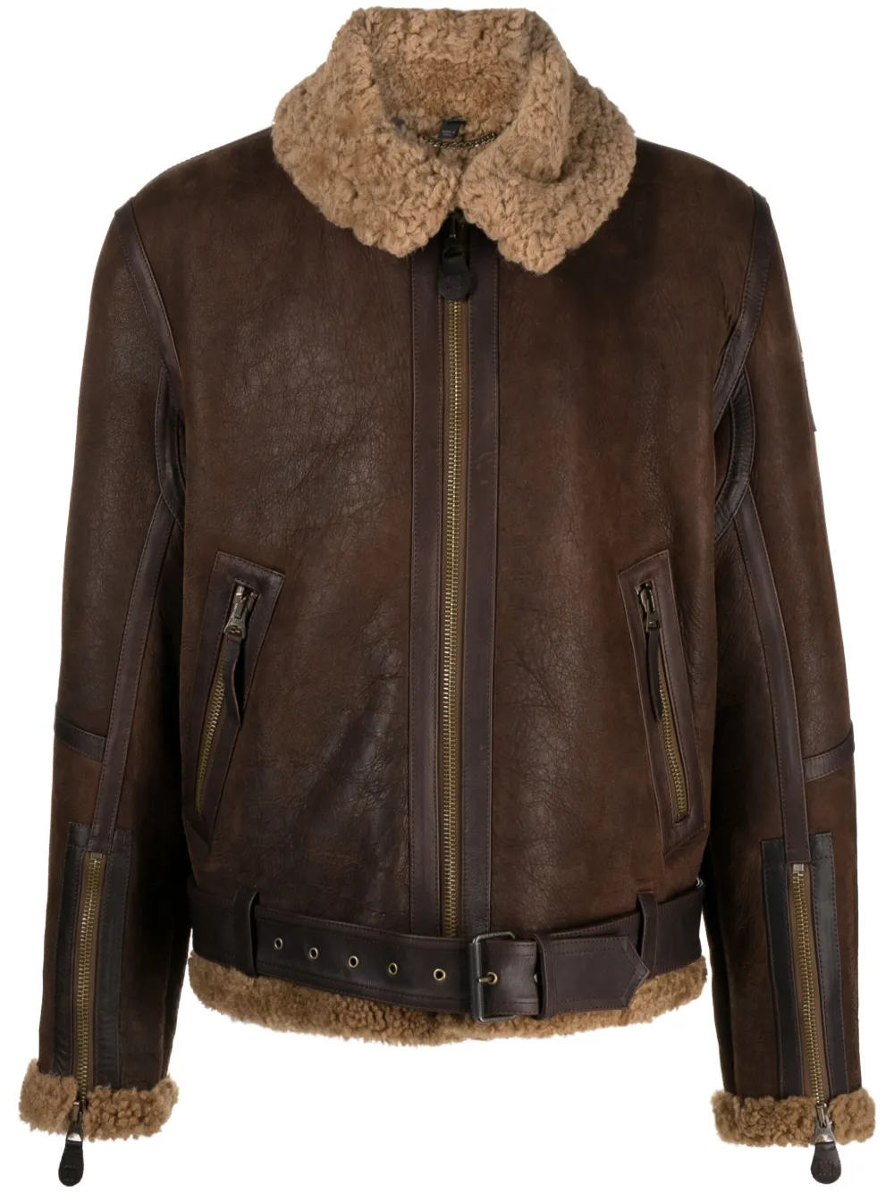 Байкерская куртка Wilder на молнии Belstaff, коричневый 
Байкерская куртка Wilder на молнии Belstaff, коричневый