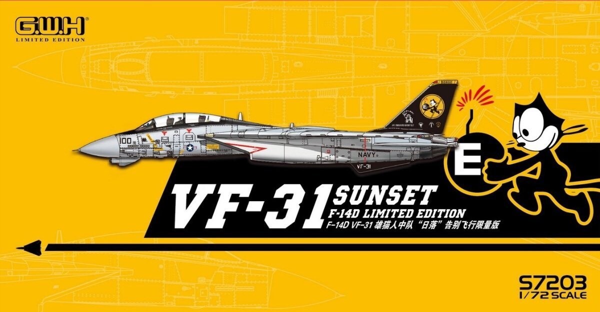 Great Wall Hobby S7203 ВМС США F-14D VF-31 «Закат» со специальным полиэтиленом и наклейкой 1/72 Inna marka
Great Wall Hobby S7203 ВМС США F-14D VF-31 «Закат» со специальным полиэтиленом и наклейкой 1/72 Inna marka
