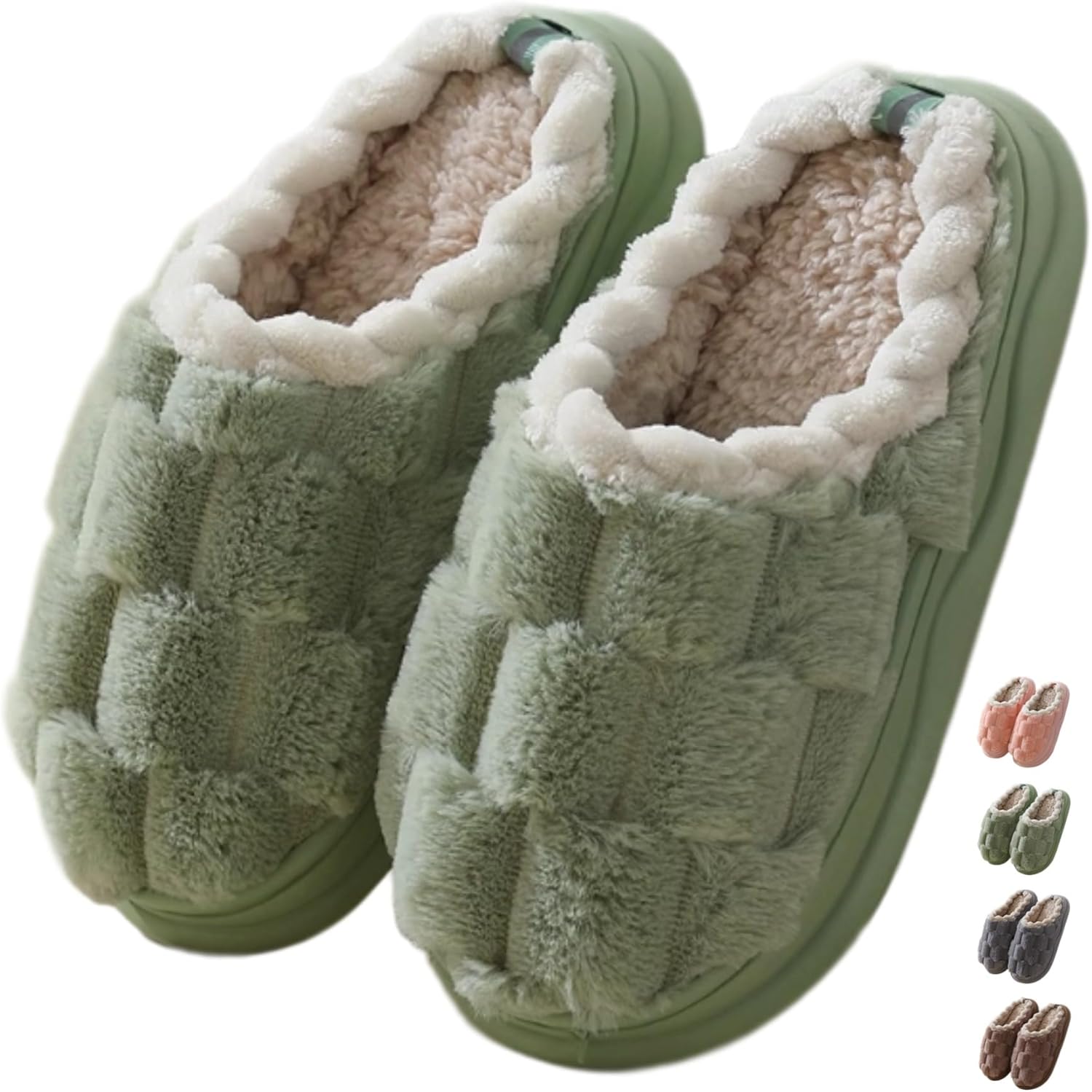 Iwhgrmp Тапочки в клетку для женщин и мужчин, мягкий флис, домашние тапочки, зимние, теплые, плюшевые, для спальни, с противоскользящей утолщенной подошвой, зеленый
Iwhgrmp Тапочки в клетку для женщин и мужчин, мягкий флис, домашние тапочки, зимние, теплые, плюшевые, для спальни, с противоскользящей утолщенной подошвой, зеленый